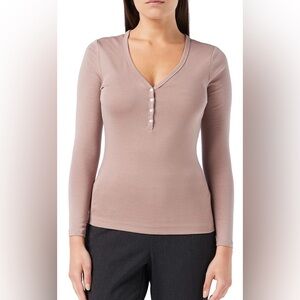 Amazon Essentials Women's Ribbed Knit Long Sleeve Henley Slim Fit shirt size XL